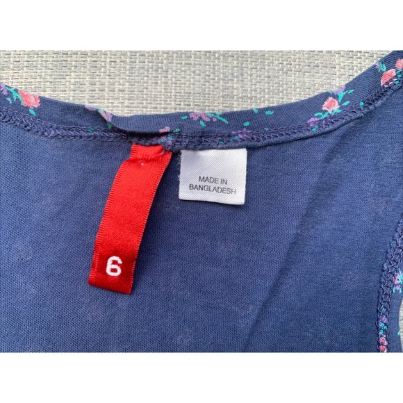 T Party Navy Floral Peace Sign Racerback Tank size S - Picture 7 of 9